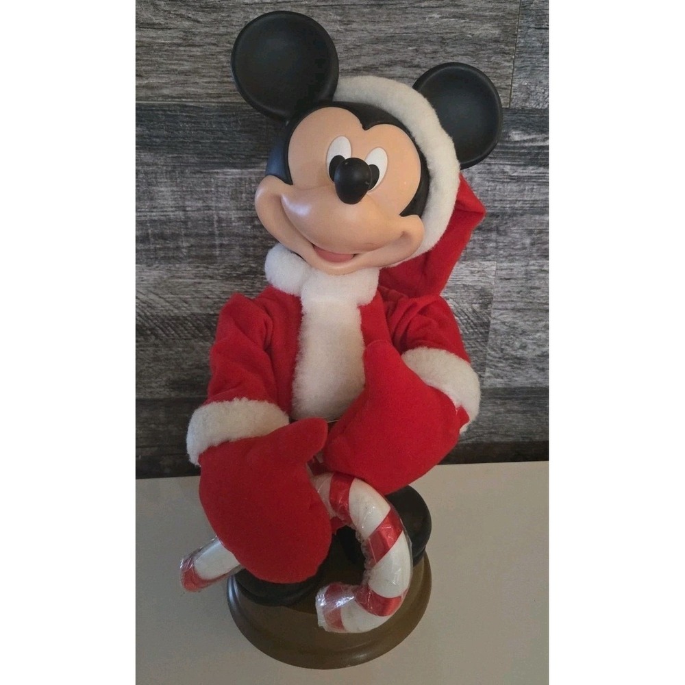 Vintage Mickey Mouse Santa's Best Christmas Animated Motionette Figure 19" Works